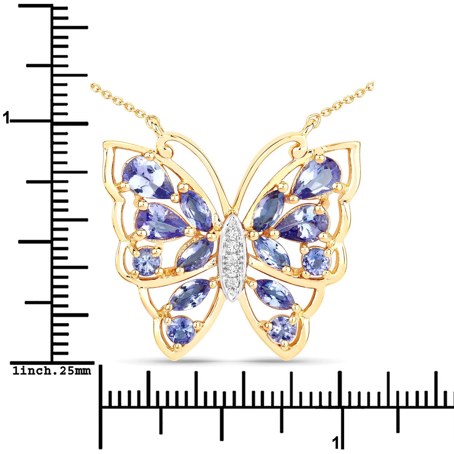 2.76 Carat Genuine Tanzanite and White Zircon .925 Sterling Silver Necklace by Bids.com
