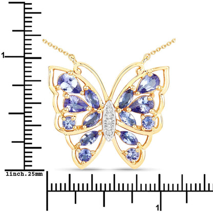 2.76 Carat Genuine Tanzanite and White Zircon .925 Sterling Silver Necklace by Bids.com