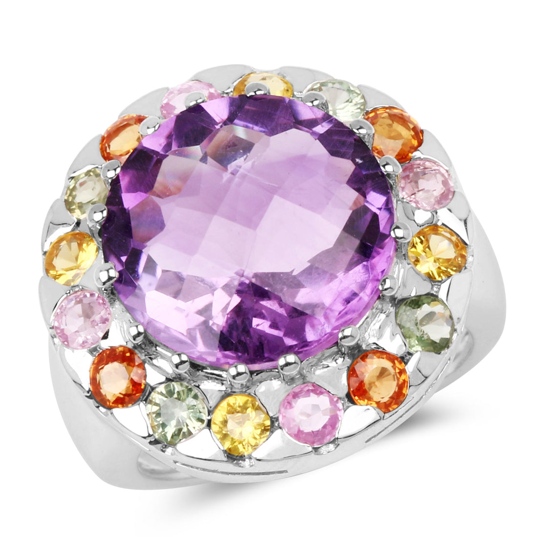 10.16 Carat Genuine Multi Stone .925 Sterling Silver Ring by Bids.com