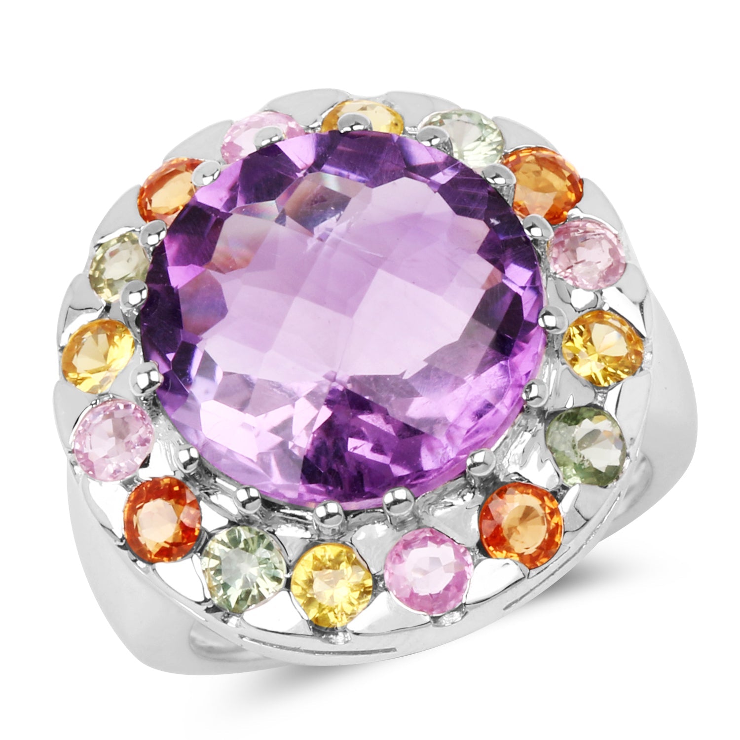 10.16 Carat Genuine Multi Stone .925 Sterling Silver Ring by Bids.com