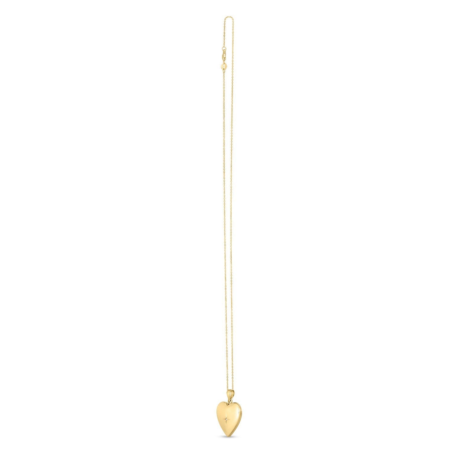 14k Yellow Gold Diamond Heart Locket Necklace by Bids.com