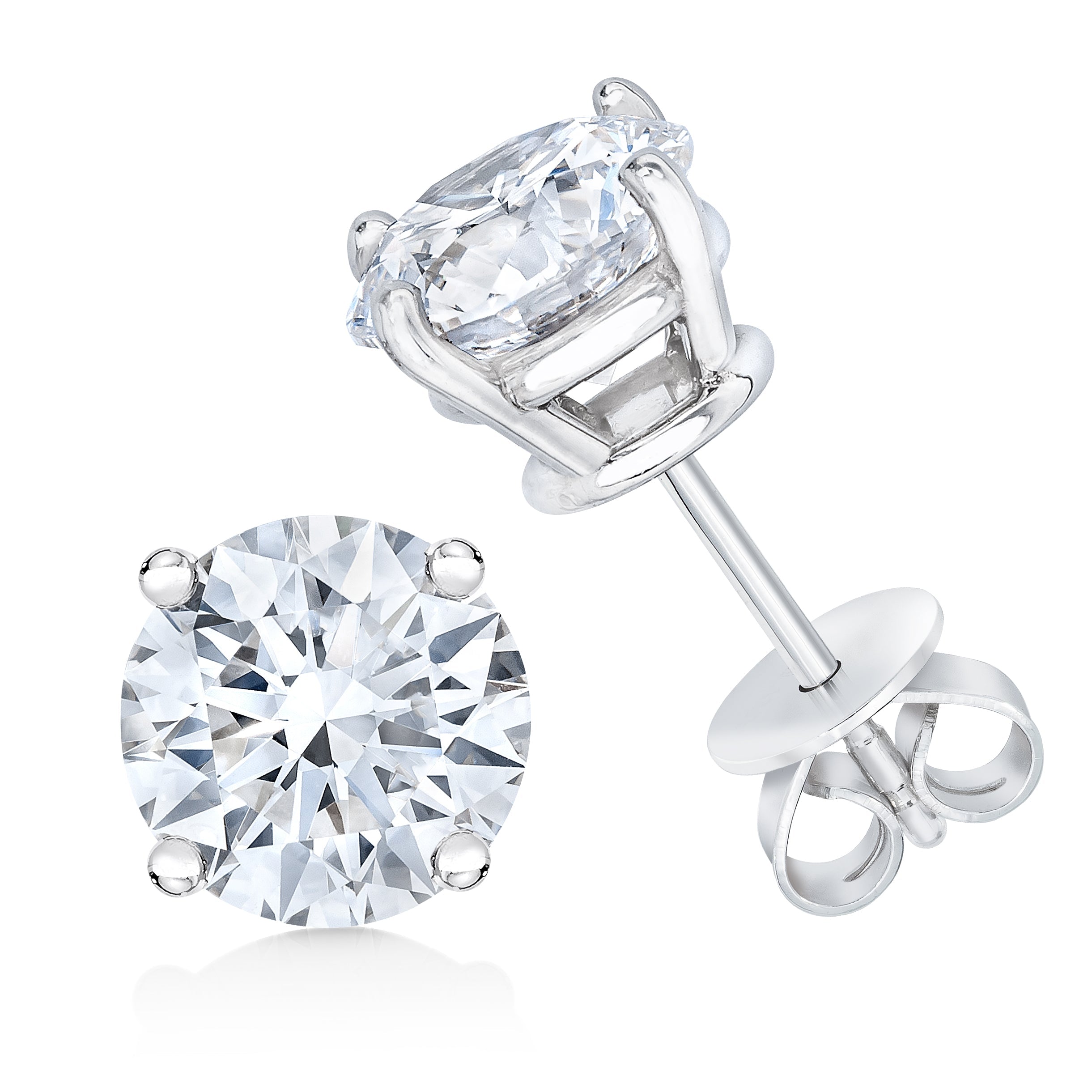 AGS Certified 14K White Gold 1.0 Cttw 4-Prong Set Brilliant Round-Cut Solitaire Diamond Push Back Stud Earrings (H-I Color, SI2-I1 Clarity) by Bids.com