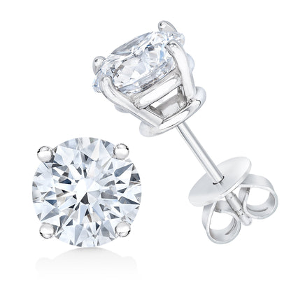 AGS Certified 14K White Gold 1.0 Cttw 4-Prong Set Brilliant Round-Cut Solitaire Diamond Push Back Stud Earrings (H-I Color, SI2-I1 Clarity) by Bids.com