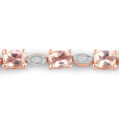 1.38 Carat Genuine Morganite and White Diamond .925 Sterling Silver Bracelet by Bids.com