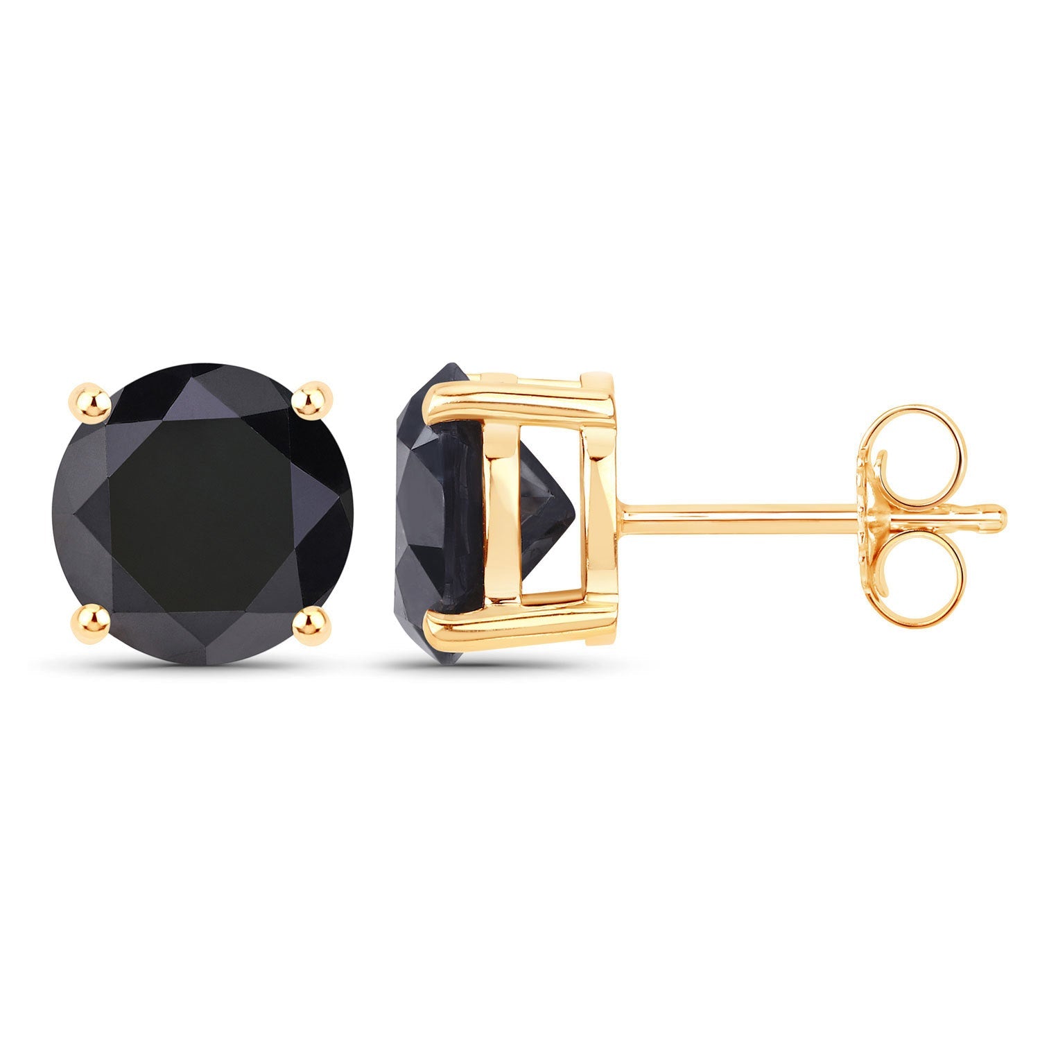 4.91 Carat Genuine Black Diamond 14K Yellow Gold Earrings by Bids.com