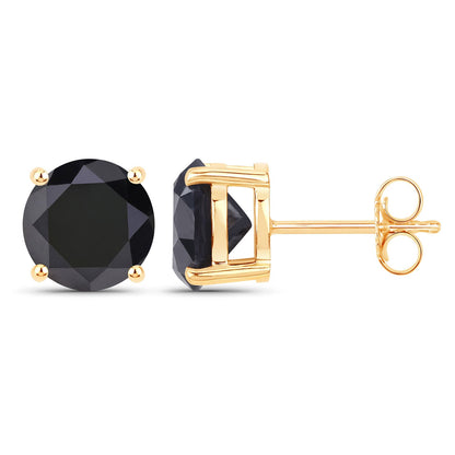 4.91 Carat Genuine Black Diamond 14K Yellow Gold Earrings by Bids.com