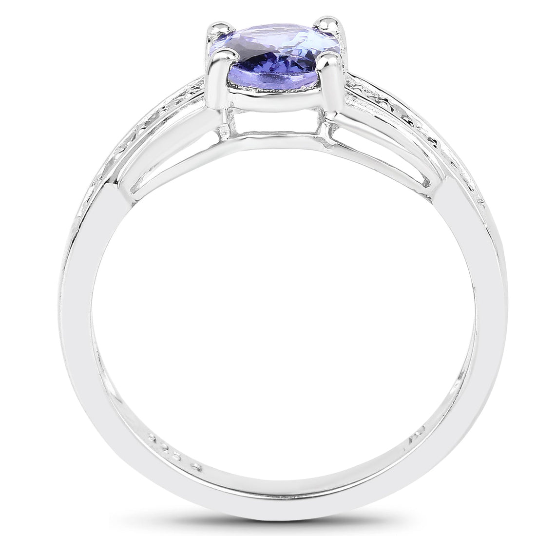 1.27 Carat Genuine Tanzanite and White Diamond .925 Sterling Silver Ring by Bids.com