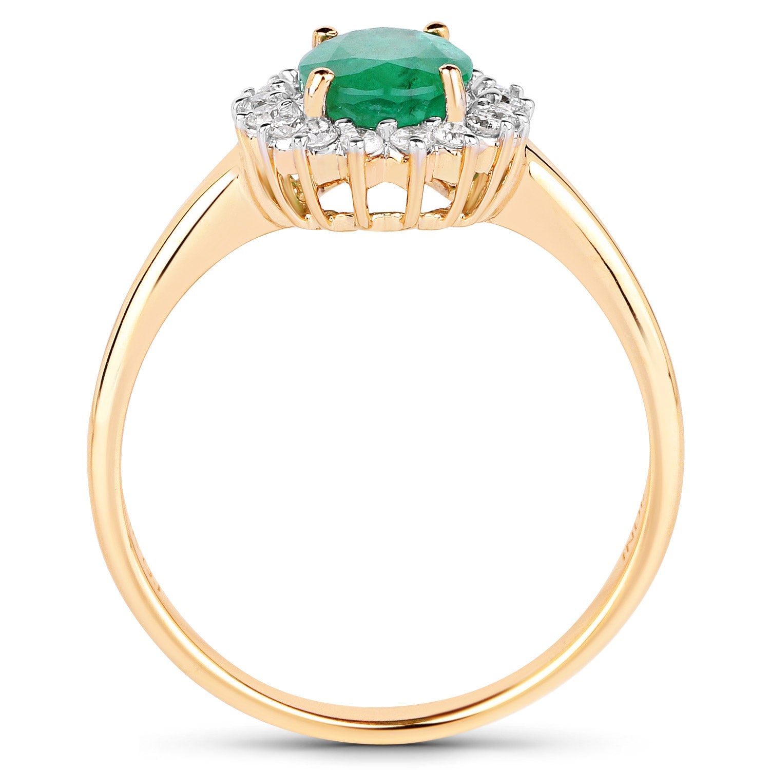 1.39 Carat Genuine Zambian Emerald and White Diamond 10K Yellow Gold Ring by Bids.com