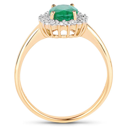 1.39 Carat Genuine Zambian Emerald and White Diamond 10K Yellow Gold Ring by Bids.com