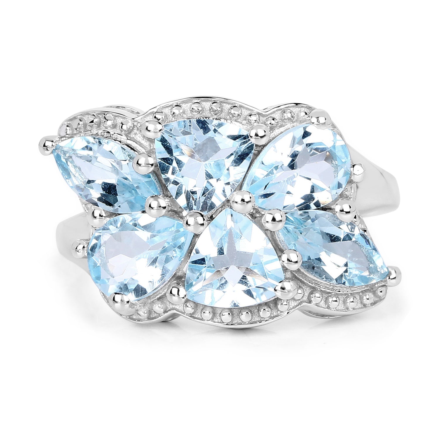 4.34 Carat Genuine Blue Topaz .925 Sterling Silver Ring  DestGlow
