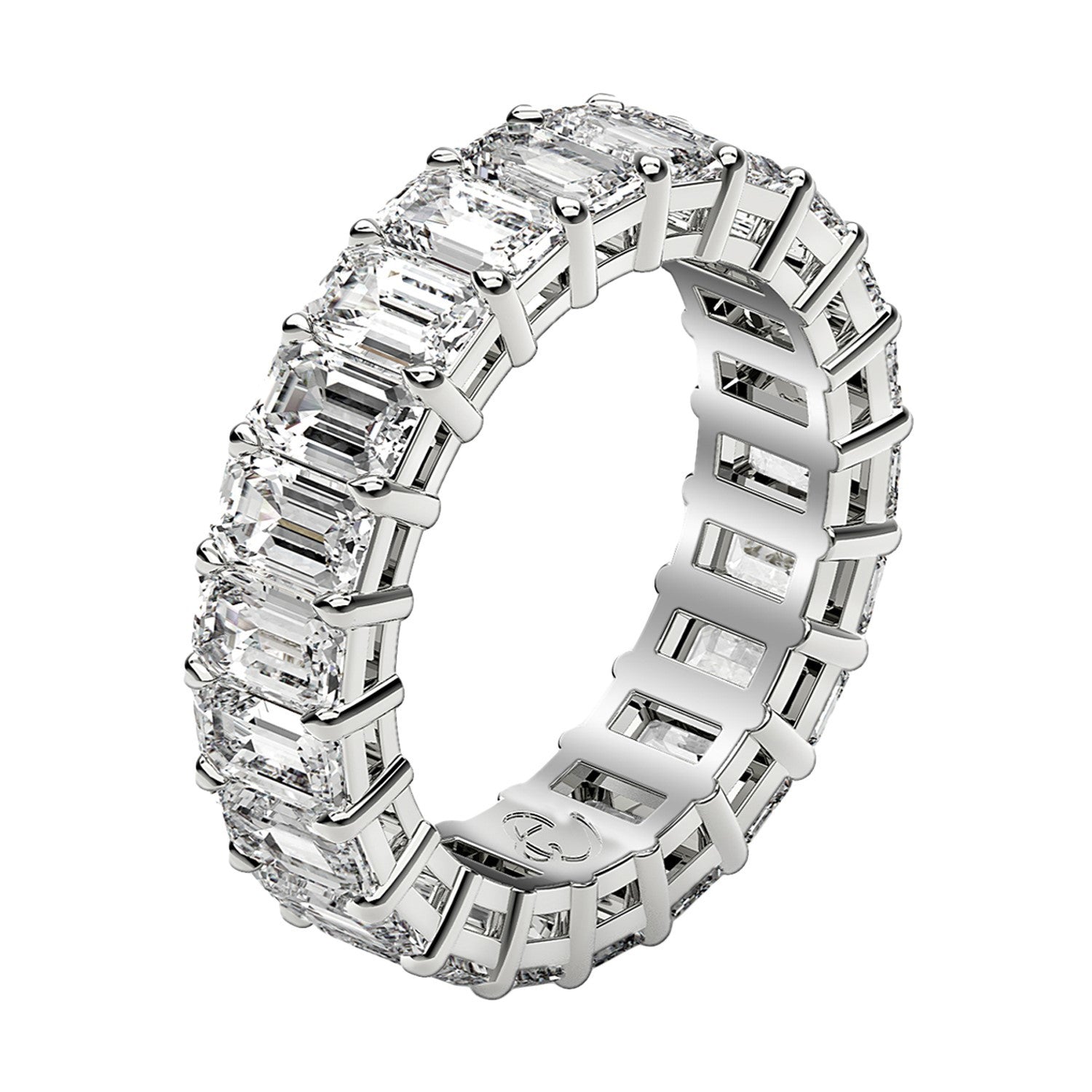 Emerald Cut Lab Grown Diamond Eternity Ring in 14k White Gold (3 cttw FG/VS2)  DestGlow