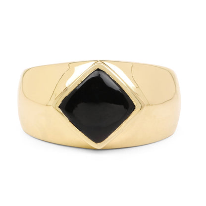 14K Yellow Gold Plated 2.00 Carat Genuine Black Onyx .925 Sterling Silver Ring by Bids.com