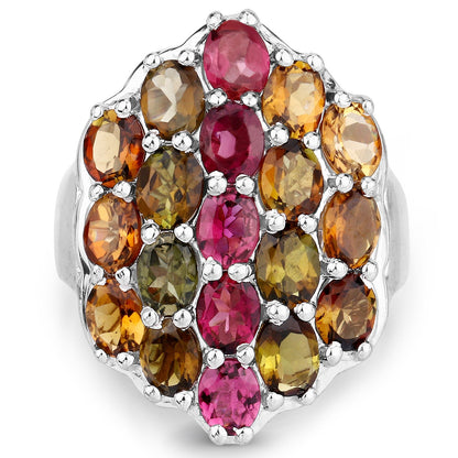 5.89 Carat Genuine Multi Tourmaline .925 Sterling Silver Ring by Bids.com