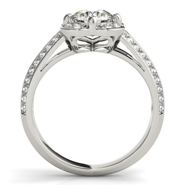 Round Diamond Floral Motif Engagement Ring in 14k White Gold (1 3/8 cttw) by Bids.com
