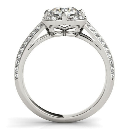 Round Diamond Floral Motif Engagement Ring in 14k White Gold (1 3/8 cttw) by Bids.com