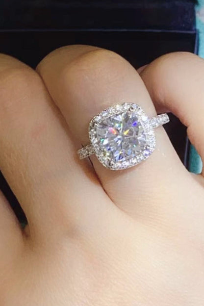 3 Carat Cushion-Cut Sparkala™ Platinum Over Pure Sterling Silver Square Ring by Sparkala