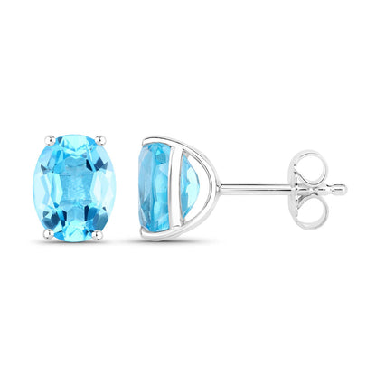 4.00 Carat Genuine Swiss Blue Topaz .925 Sterling Silver Earrings by Bids.com