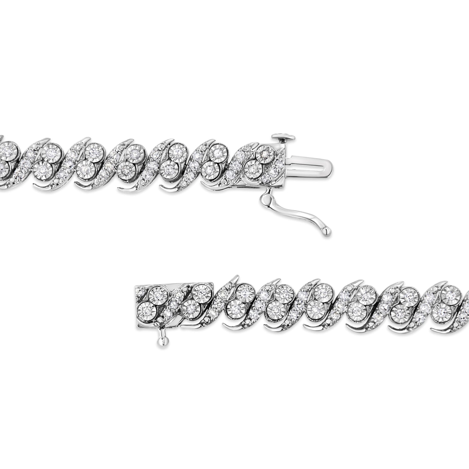 .925 Sterling Silver 2.0 Cttw Round-Cut Diamond "S" Link Bracelet (I-J Color, I3 Clarity) - 7.25" by Bids.com