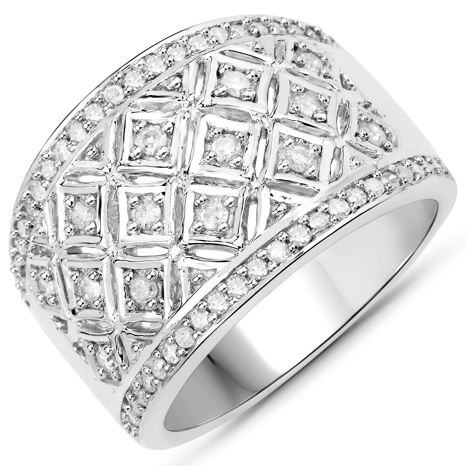 0.52 Carat Genuine White Diamond .925 Sterling Silver Ring by Bids.com