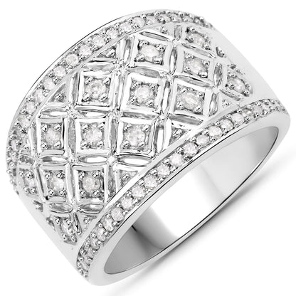 0.52 Carat Genuine White Diamond .925 Sterling Silver Ring by Bids.com