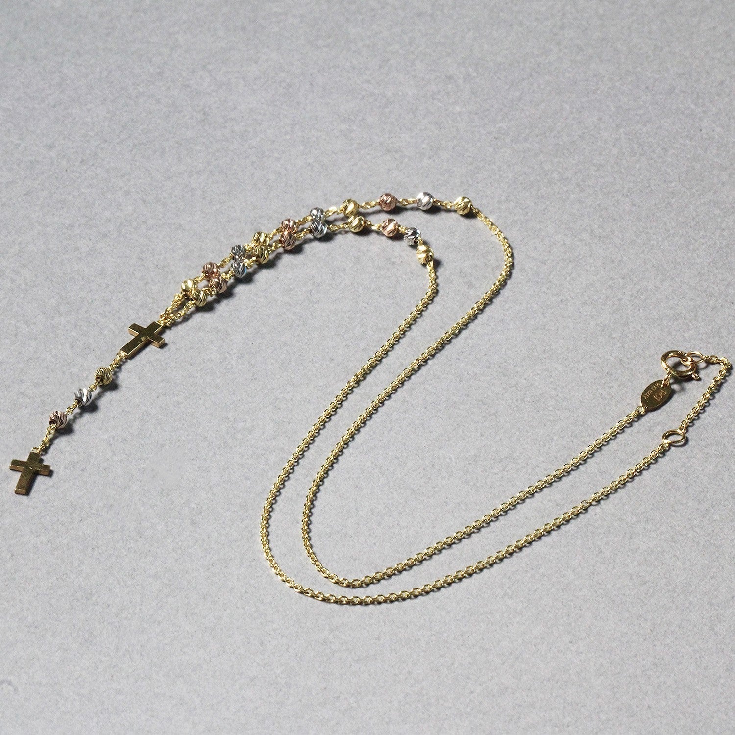 14k Tri-Color Gold Rosary Chain Necklace by Bids.com