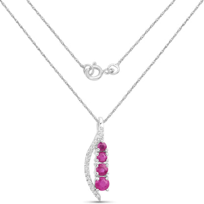 0.43 Carat Genuine Ruby and White Diamond 14K White Gold Pendant by Bids.com