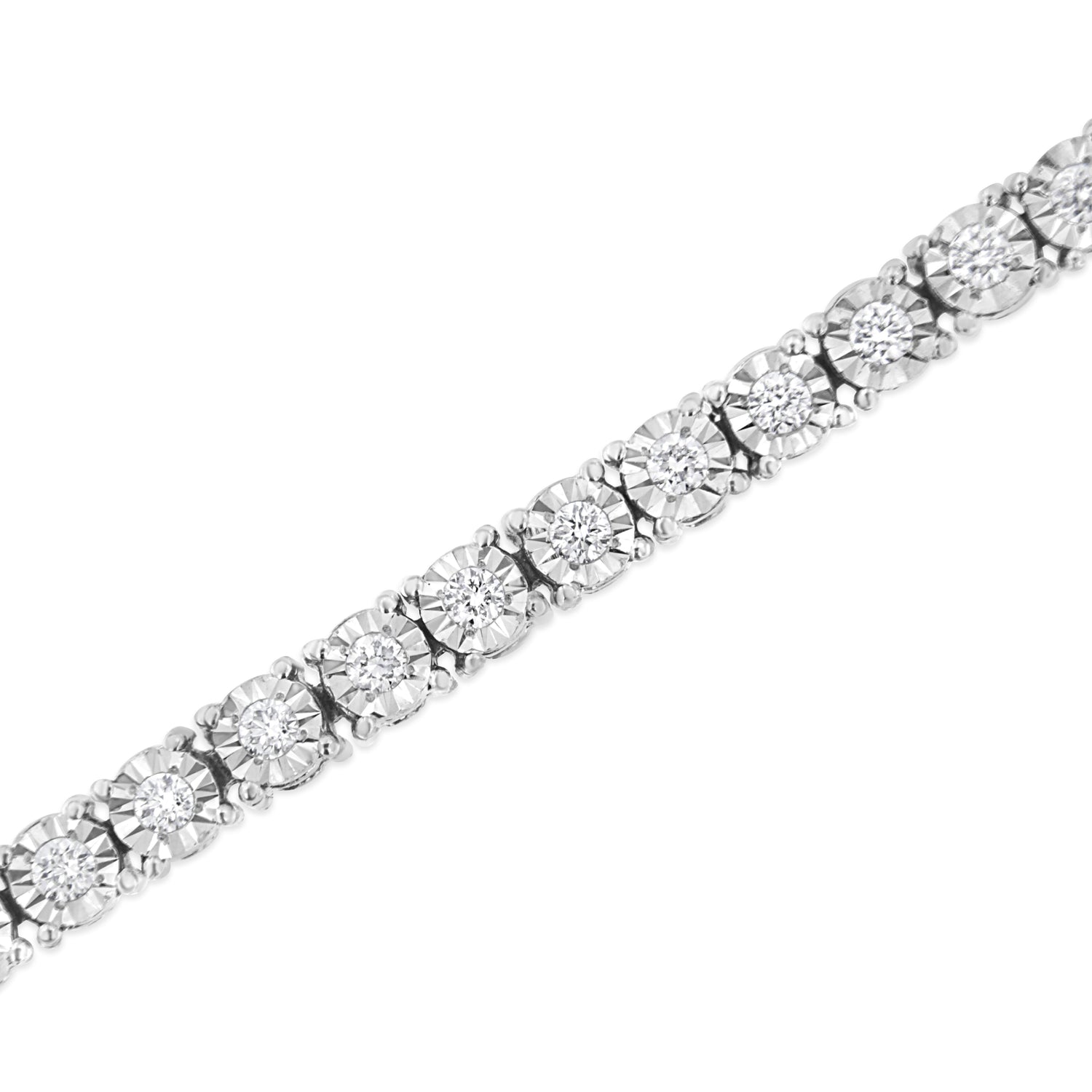 14K White Gold 3.0 Cttw Lab Grown Diamond Illusion-Set Miracle Plate Tennis Bracelet (F-G Color, VS1-VS2 Clarity) - Size 7.25" by Bids.com
