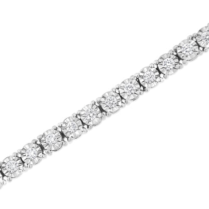 14K White Gold 3.0 Cttw Lab Grown Diamond Illusion-Set Miracle Plate Tennis Bracelet (F-G Color, VS1-VS2 Clarity) - Size 7.25" by Bids.com