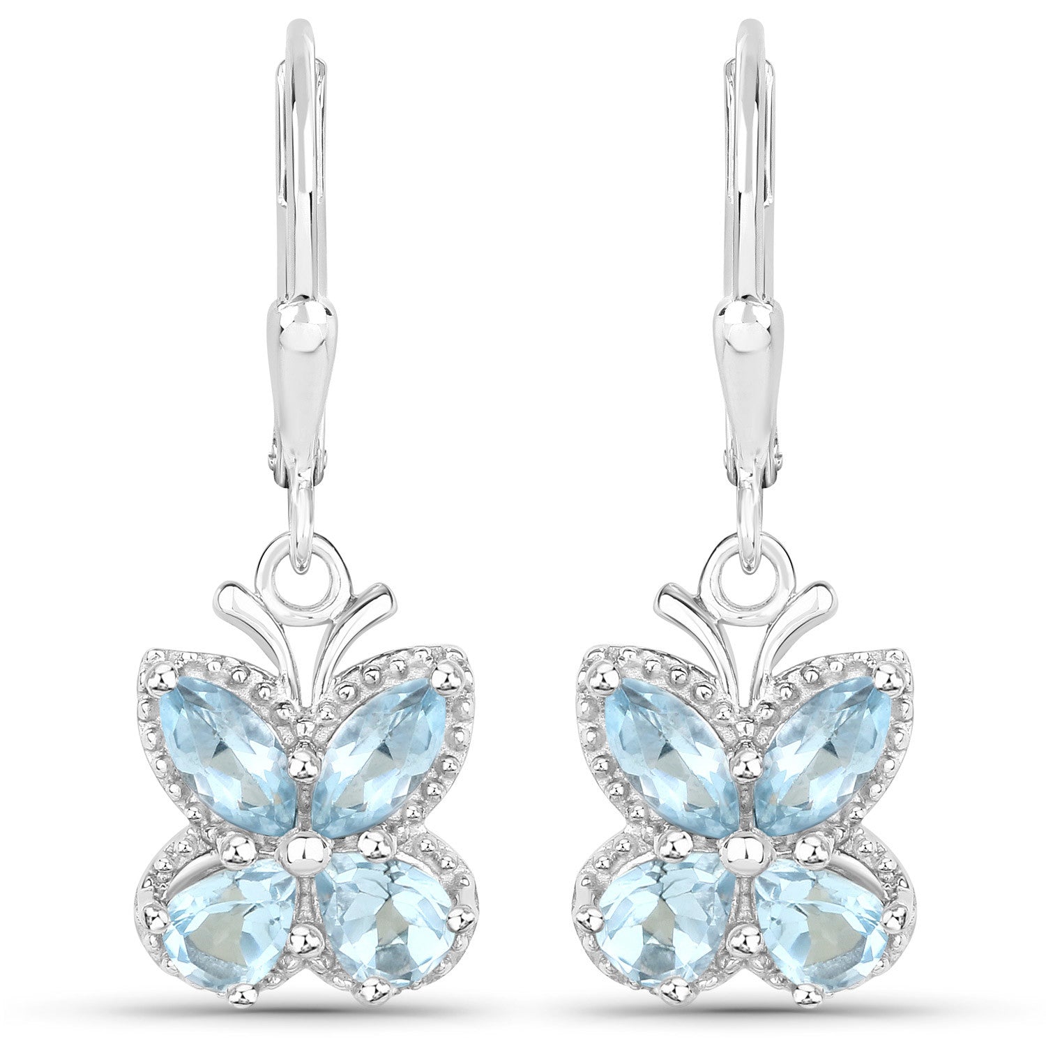2.60 Carat Genuine Blue Topaz .925 Sterling Silver Earrings  DestGlow
