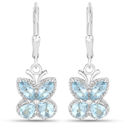 2.60 Carat Genuine Blue Topaz .925 Sterling Silver Earrings  DestGlow