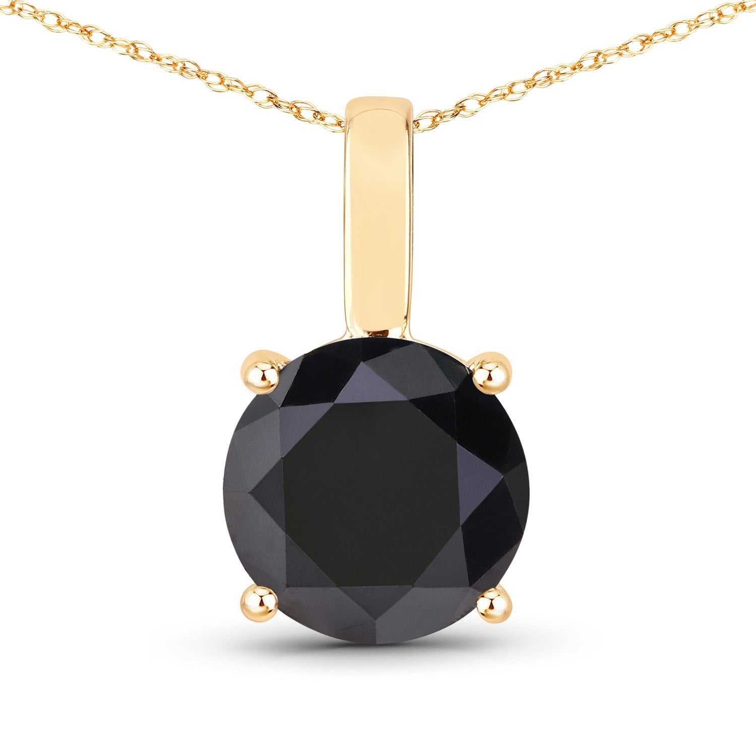 3.12 Carat Genuine Black Diamond 14K Yellow Gold Pendant  DestGlow