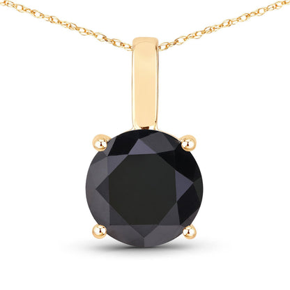3.12 Carat Genuine Black Diamond 14K Yellow Gold Pendant  DestGlow