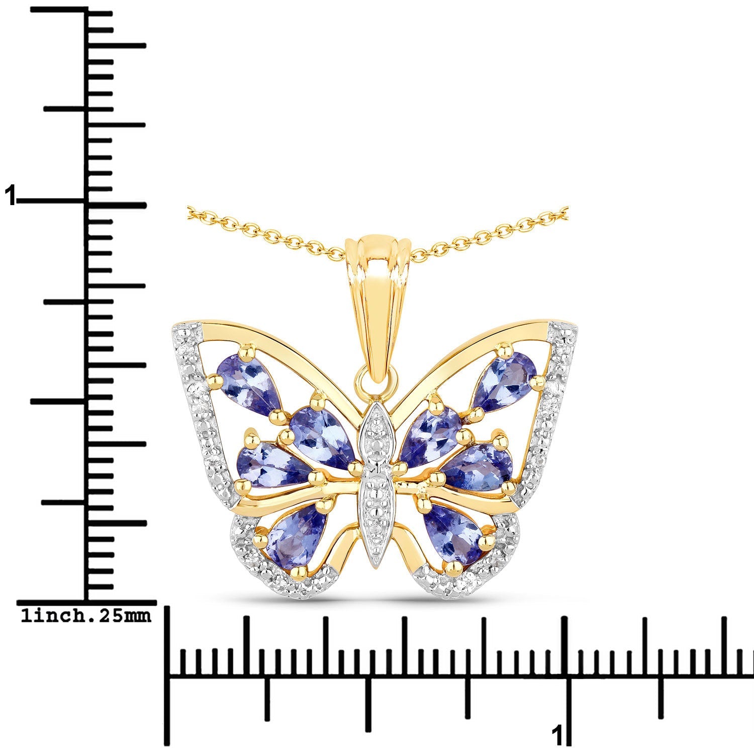 1.75 Carat Genuine Tanzanite and White Zircon .925 Sterling Silver Pendant by Bids.com
