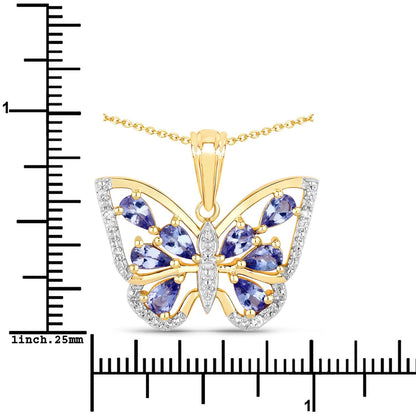 1.75 Carat Genuine Tanzanite and White Zircon .925 Sterling Silver Pendant by Bids.com