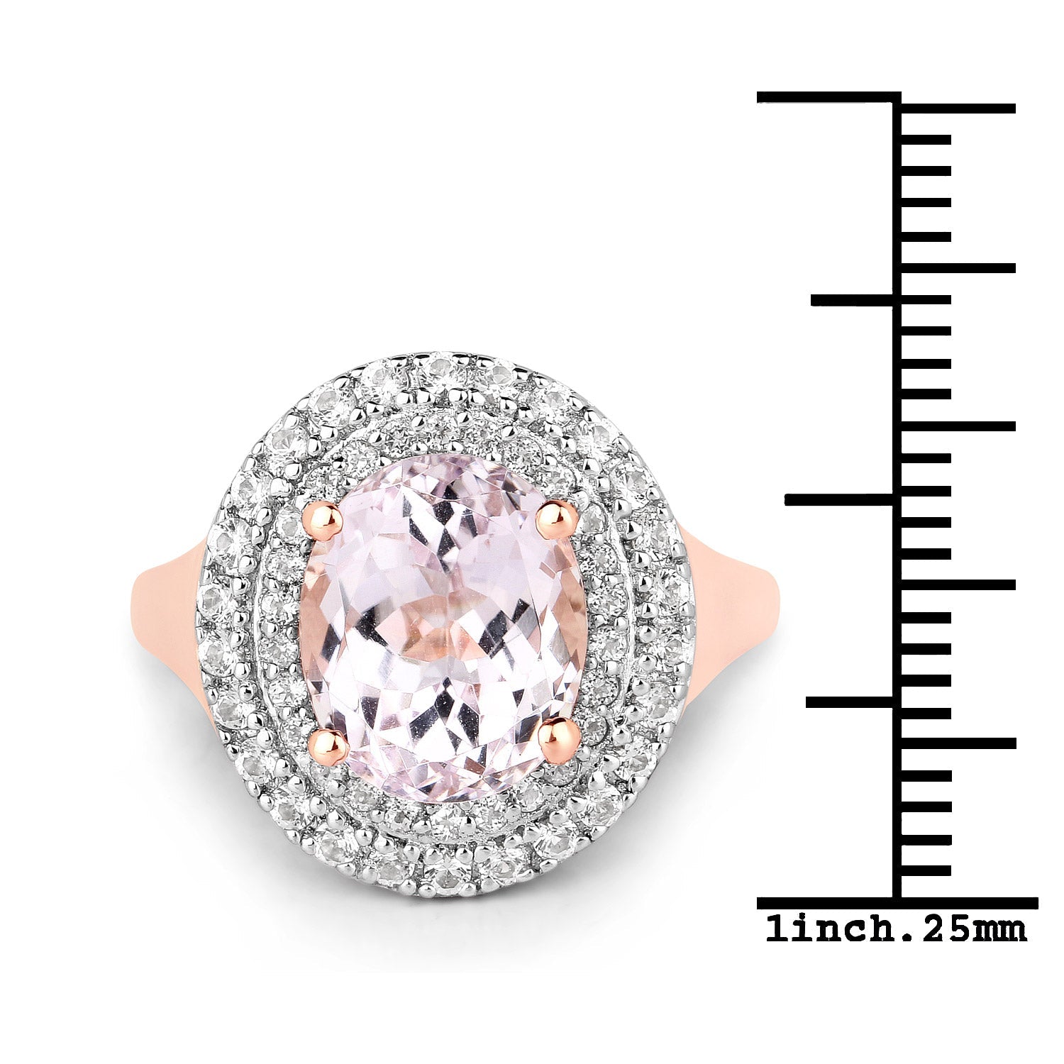 5.48 Carat Genuine Kunzite and White Topaz .925 Sterling Silver Ring by Bids.com