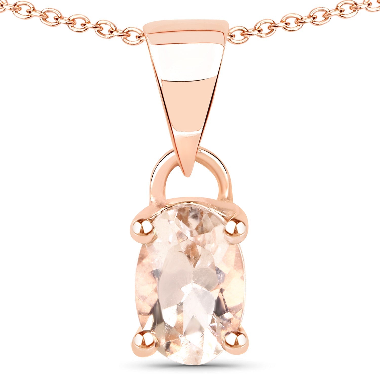 18K Rose Gold Plated 0.70 Carat Genuine Morganite .925 Sterling Silver Pendant  DestGlow
