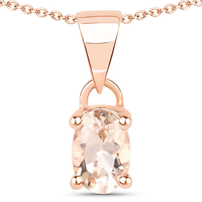 18K Rose Gold Plated 0.70 Carat Genuine Morganite .925 Sterling Silver Pendant  DestGlow