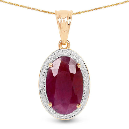 6.40 Carat Genuine Ruby and White Diamond 14K Yellow Gold Pendant by Bids.com