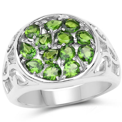 2.21 Carat Genuine Chrome Diopside .925 Sterling Silver Ring by Bids.com
