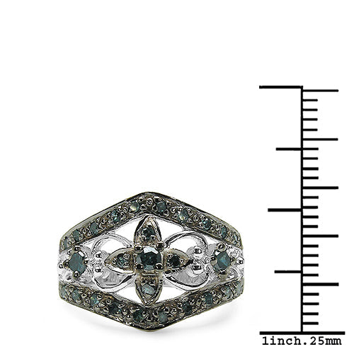 0.47 Carat Genuine Blue Diamond .925 Sterling Silver Ring by Bids.com