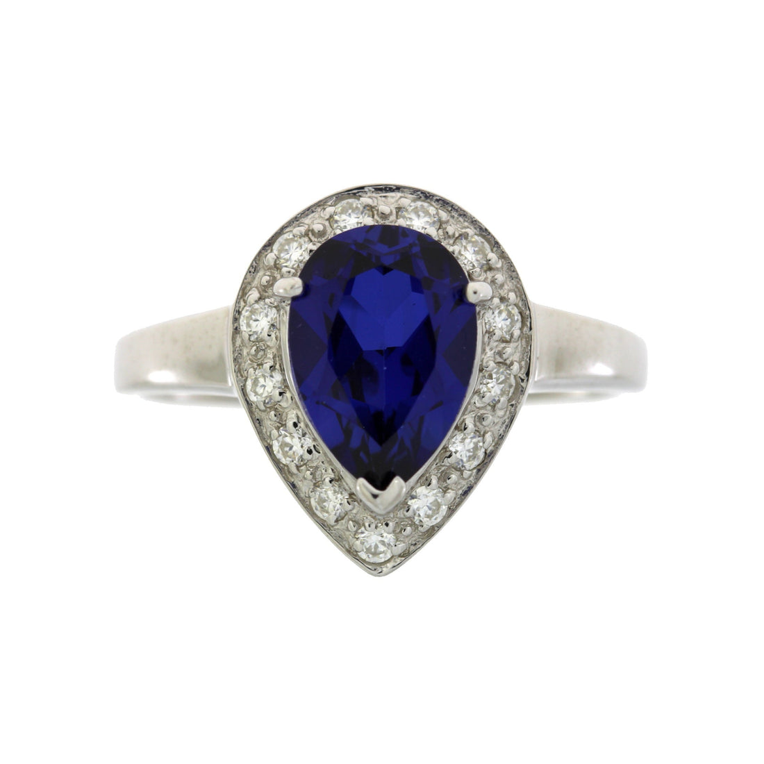Created Sapphire Moissanite Ring Sterling Silver by Bids.com