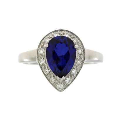 Created Sapphire Moissanite Ring Sterling Silver by Bids.com