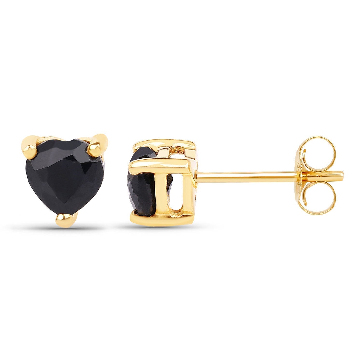 0.70 Carat Genuine Black Sapphire 14K Yellow Gold Earrings  DestGlow
