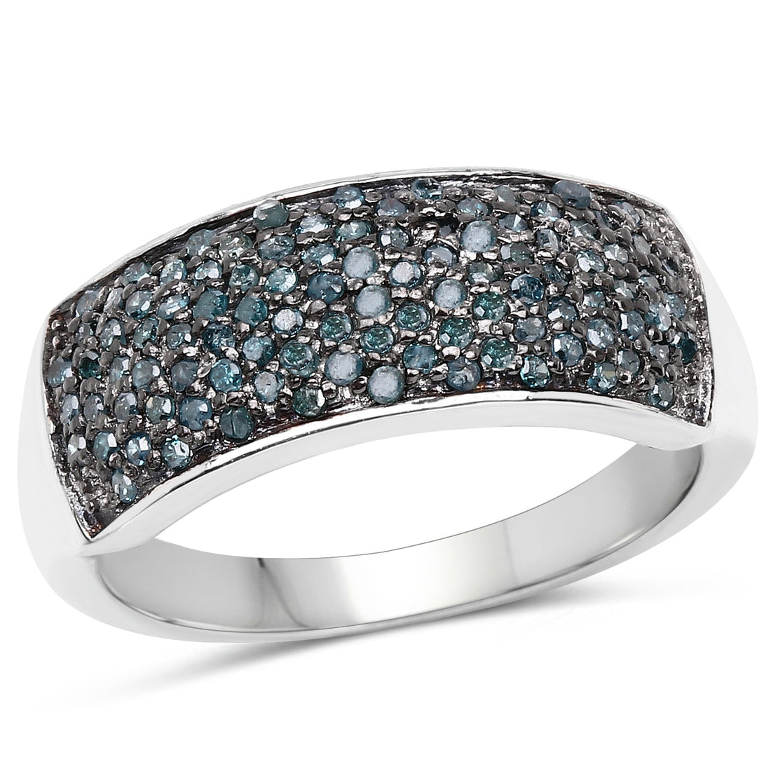 0.42 Carat Genuine Blue Diamond .925 Sterling Silver Ring by Bids.com