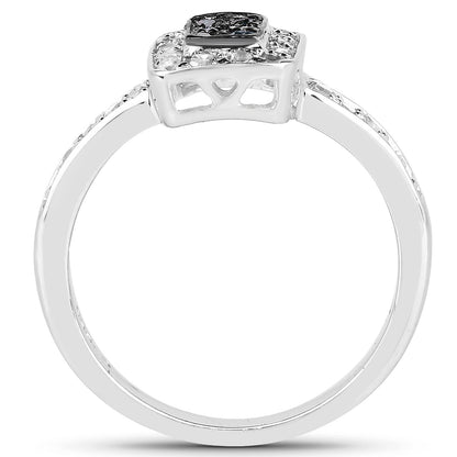 0.36 Carat Genuine Blue Diamond and White Diamond .925 Sterling Silver Ring by Bids.com