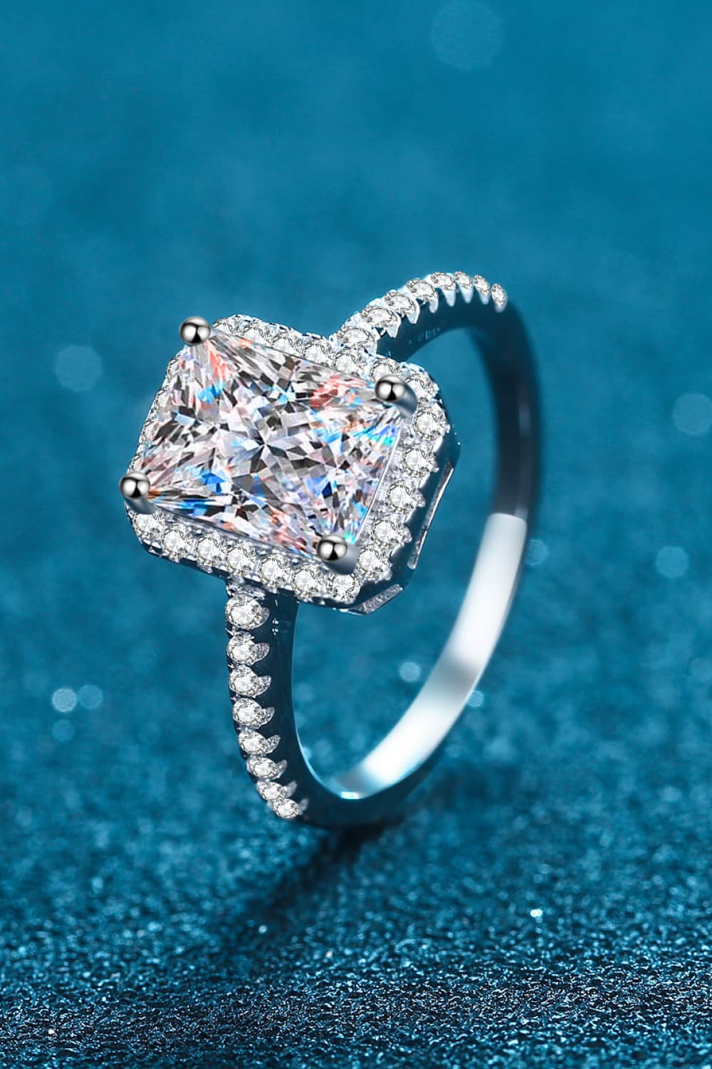 2 Carat Radiant-Cut Sparkala™ 925 Rhodium Over Sterling Silver Halo Ring by Sparkala