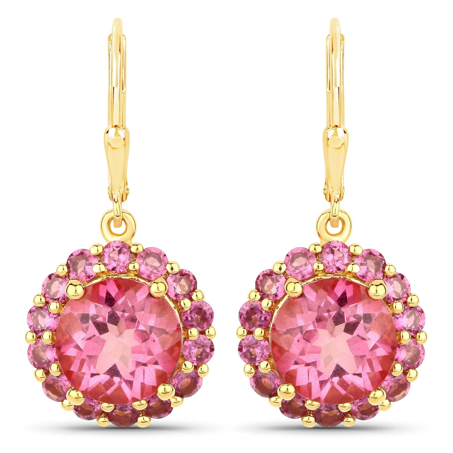 10.74 Carat Genuine Pink Topaz and Rhodolite Garnet .925 Sterling Silver Earrings  DestGlow