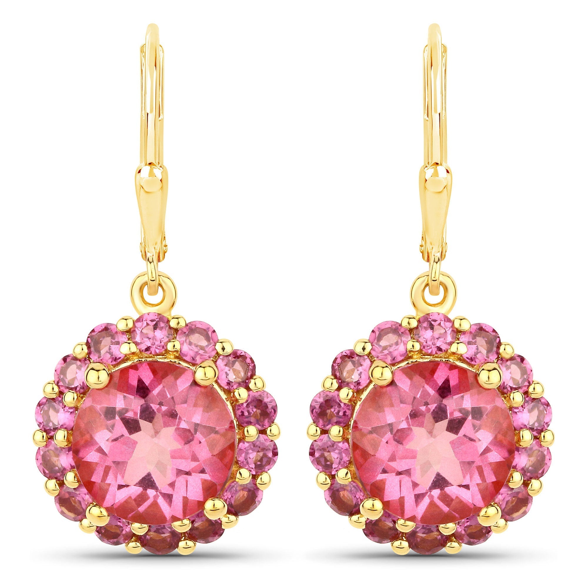 10.74 Carat Genuine Pink Topaz and Rhodolite Garnet .925 Sterling Silver Earrings  DestGlow