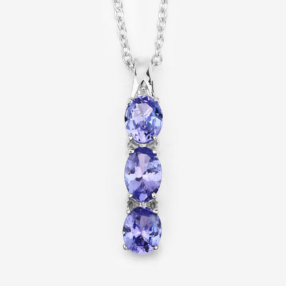 1.11 Carat Genuine Tanzanite and White Diamond .925 Sterling Silver Pendant by Bids.com