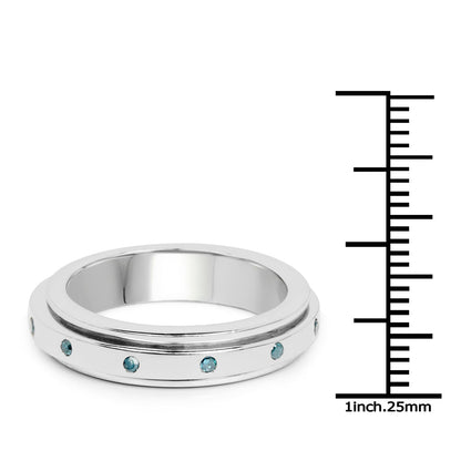 0.14 Carat Genuine Blue Diamond .925 Sterling Silver Ring by Bids.com